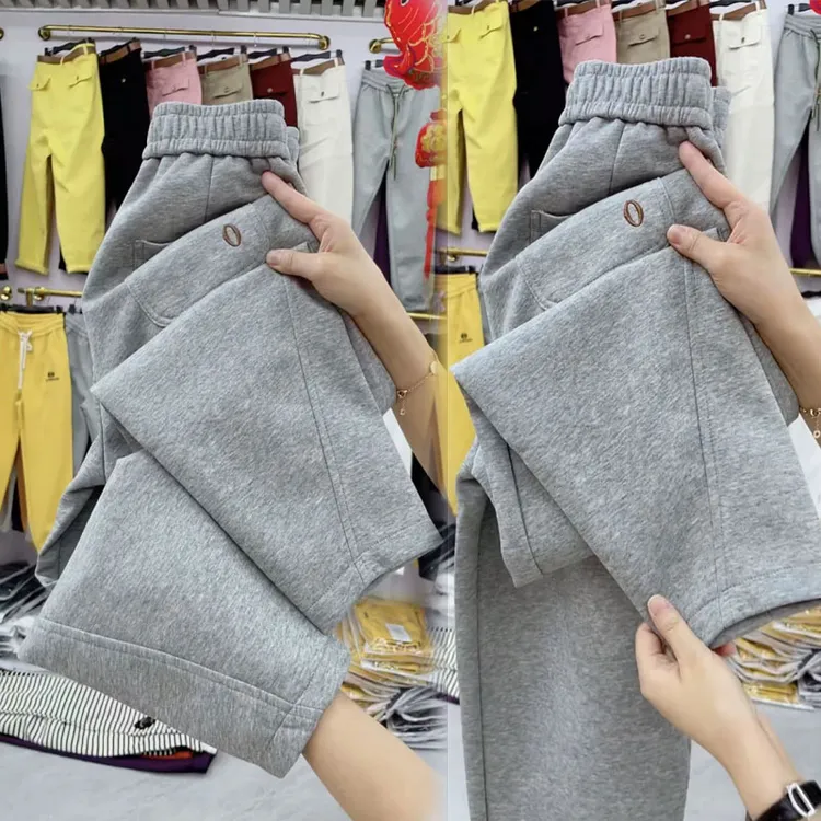 小个子休闲裤女秋季新款百搭宽松萝卜裤高腰显瘦刺绣九分哈伦裤