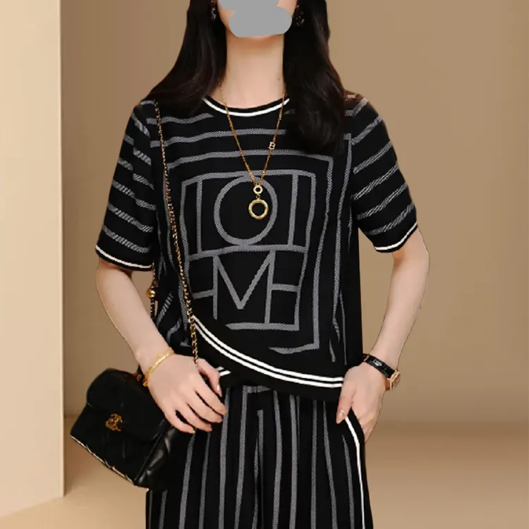 欧货炸街休闲运动时尚套装女2025夏季新款减龄显瘦短袖长裤两件套