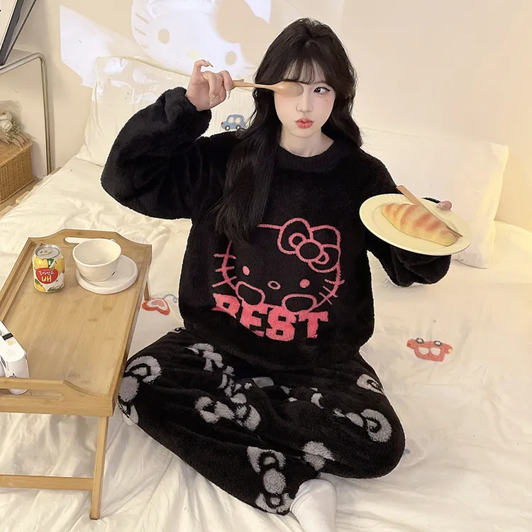 大学生卡通款男女睡衣套装夹棉加厚家居服