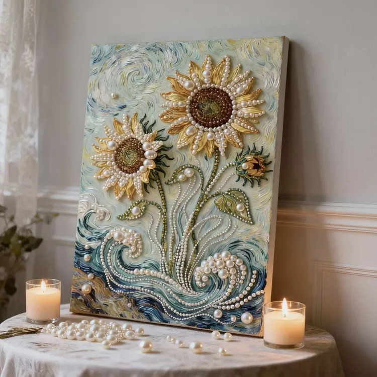 海滩DIY珍珠画手工创意高级感风景喜字礼物全套材料客厅装饰挂画