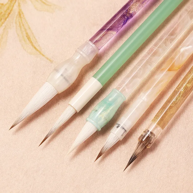 【5支毛笔套装】初学书法国画写意没骨画适用毛笔 书法毛笔套装