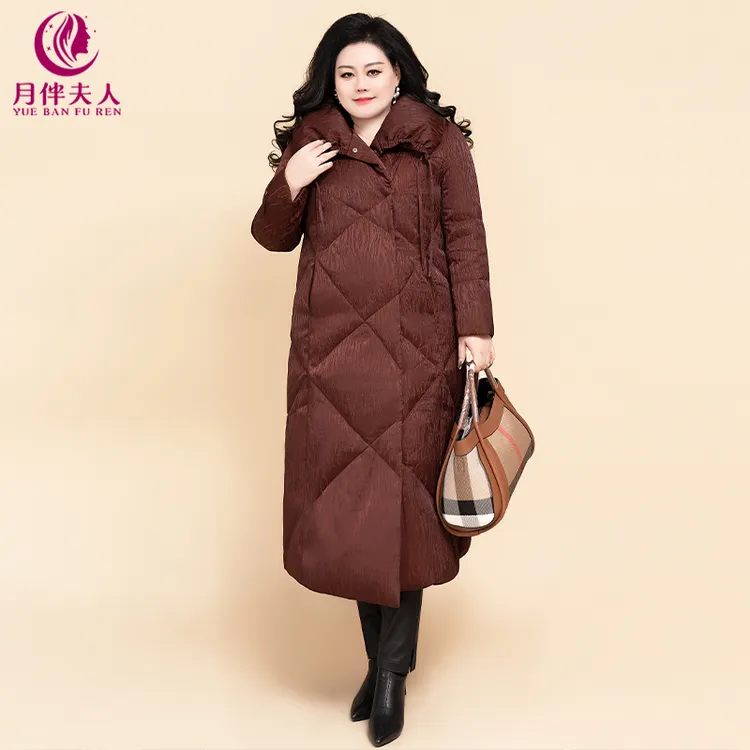 月伴夫人 2025冬季新款大码高端奢华香云纱白鹅绒羽绒服77552