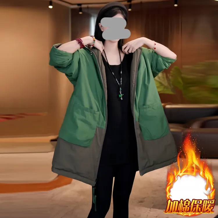 加厚设计感撞色拼接双面穿棉服女2025年秋冬新款洋气百搭保暖外套