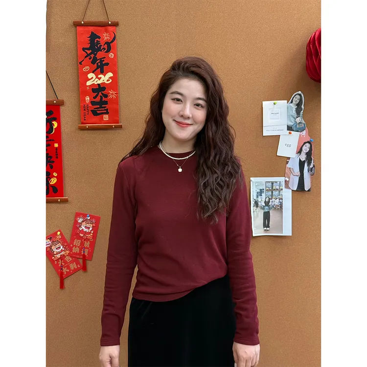 WenWen小个子韩版秋冬新款高领加厚抓毛款显瘦百搭长袖上衣4616