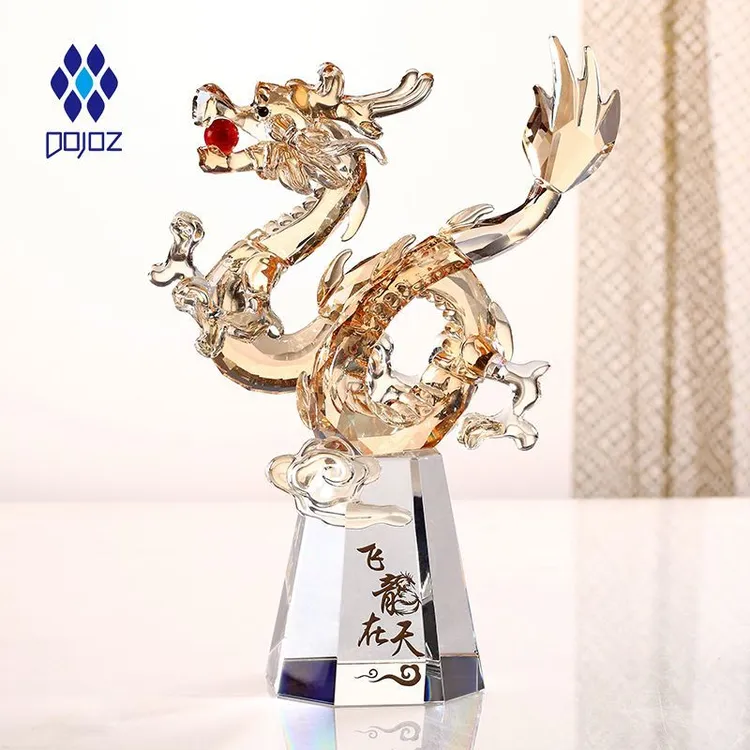 k9水晶飞龙十二生肖吉祥物高档创意纪念礼物工艺品桌面装饰摆件