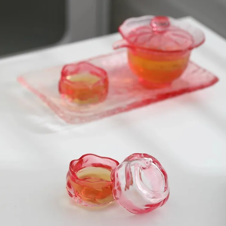 中式手工琉璃小茶杯主人杯家用玻璃茶具套装高颜值网红初雪品茗杯