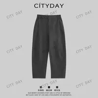 CityDay【楠哥】人手一条/超分割立体剪裁半松紧直筒休闲裤 9206