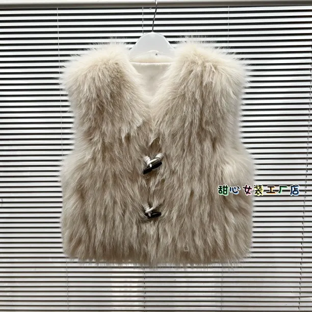 甜心家新款正版时尚原创设计感重工狐狸毛高级感皮草马甲车条款