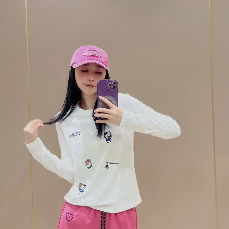 新款常规版型长袖打底女士509254显瘦洋气时尚百搭休闲体恤秋款