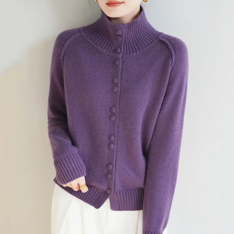 羊毛衫100%纯羊毛毛衣中年妈妈装秋冬新款洋气宽松打底针织衫上衣