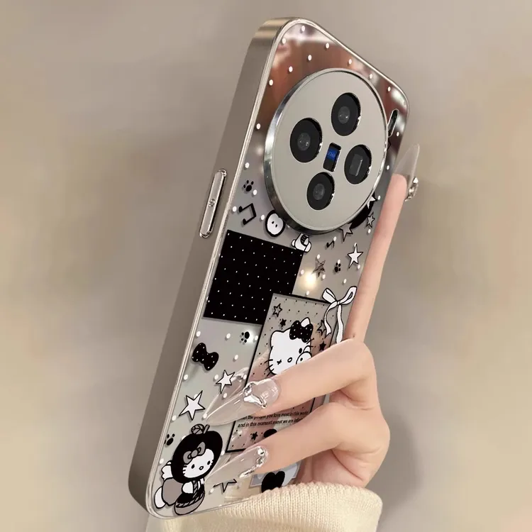 黑色KT猫适用vivox200ultra手机壳x100Pro女新款s30可爱s电镀镜面