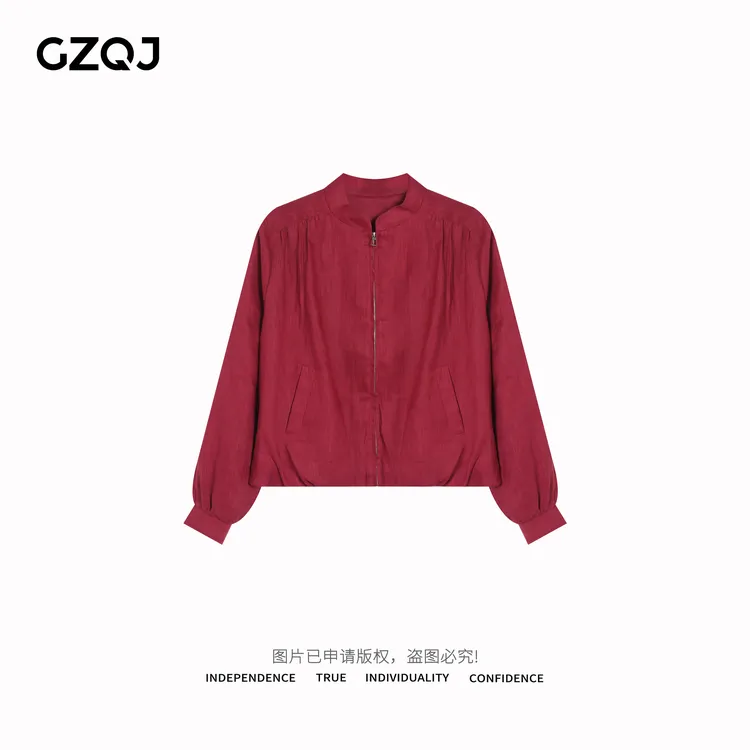 老琴私服【许你清风】2025春季新款100亚麻长袖拉链立领外套女66393