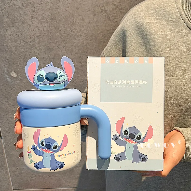 史迪仔联名保温杯女新款高颜值家用水杯情侣办公室吸管杯生日礼物