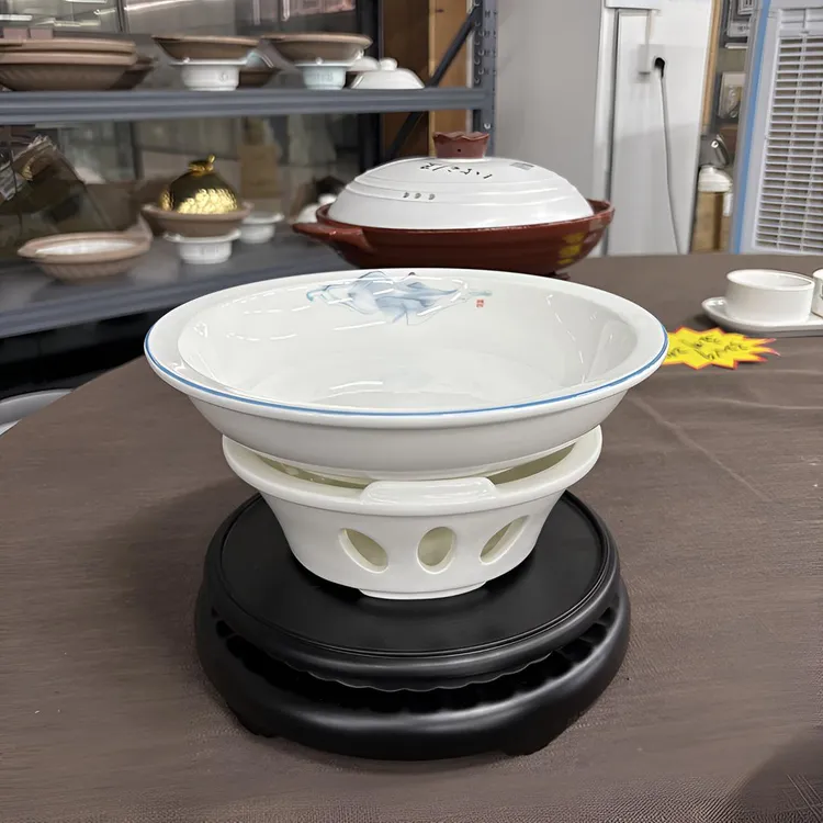 酒店家用商用色釉蜡烛餐具，江西小炒，红烧陶瓷明炉，加厚护边耐用