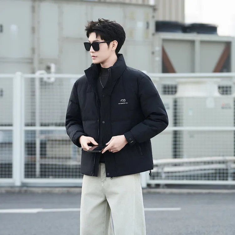 佩库普伦短款羽绒服男士立领轻薄保暖潮流帅气加厚防寒服外套冬装
