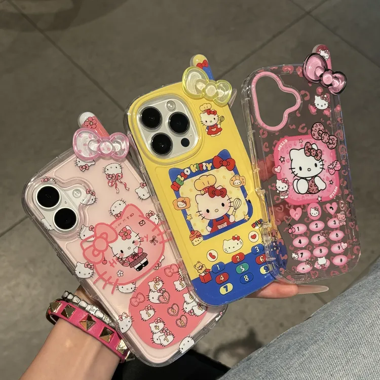 欧克里里凯蒂蝴蝶结适用苹果15/16promax大哥大手机壳14/13/12/11