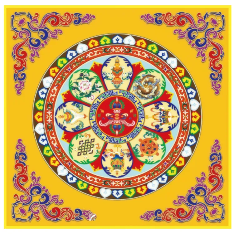 道场顶棚布白事布置挂莲花八卦挂布