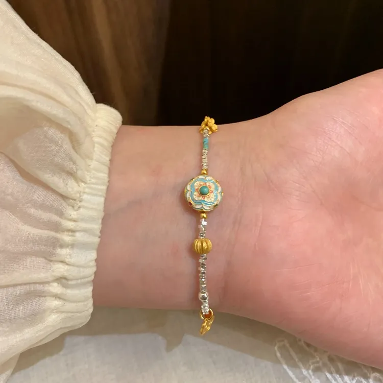 925银珐琅手链 燕归yangui原创“若岚”原创新中式S925纯银手链