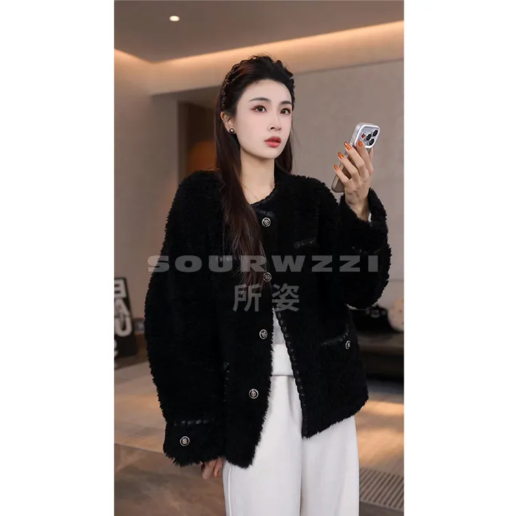 SOURWZZI/所姿100%羊毛小香风设计师休闲女士羊毛外套SZ-25673