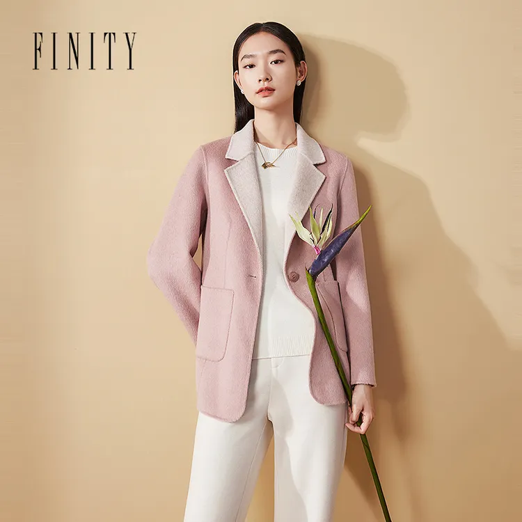 【绵羊毛+羊驼毛】FINITY新品大衣气质时尚休闲女士毛呢双面呢翻领