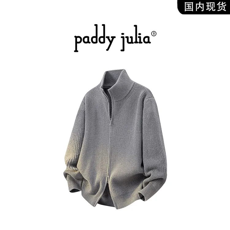 Paddy julia美式半开衫拼接男士毛衣针织衫套头休闲高级感上衣服