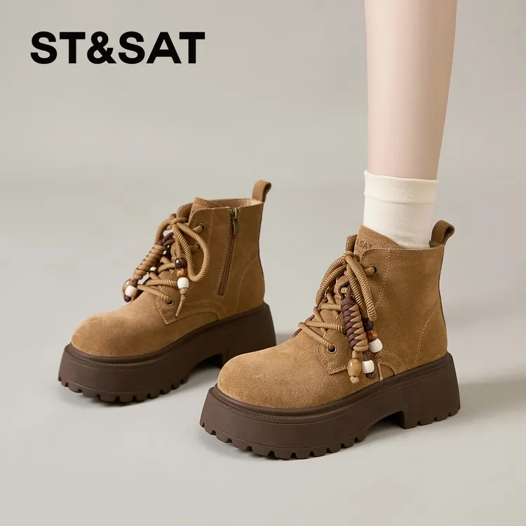 星期六美拉德女靴秋季2025新款复古休闲百搭马丁靴气质英伦风短靴