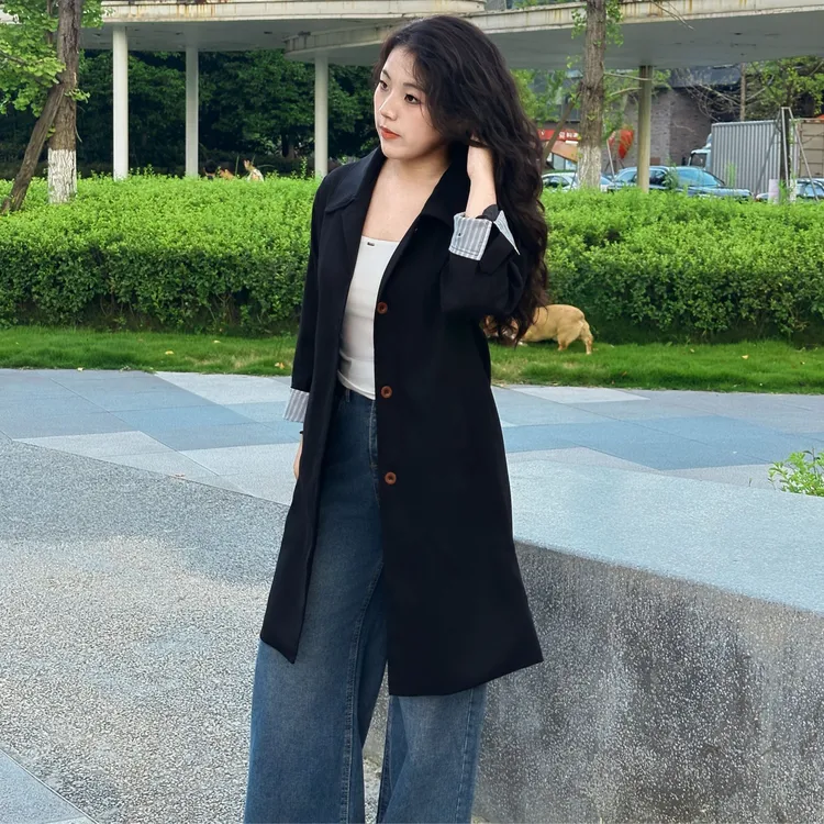 英伦休闲风风衣外套女修身中长款秋季风衣外套百搭气质高级感外套