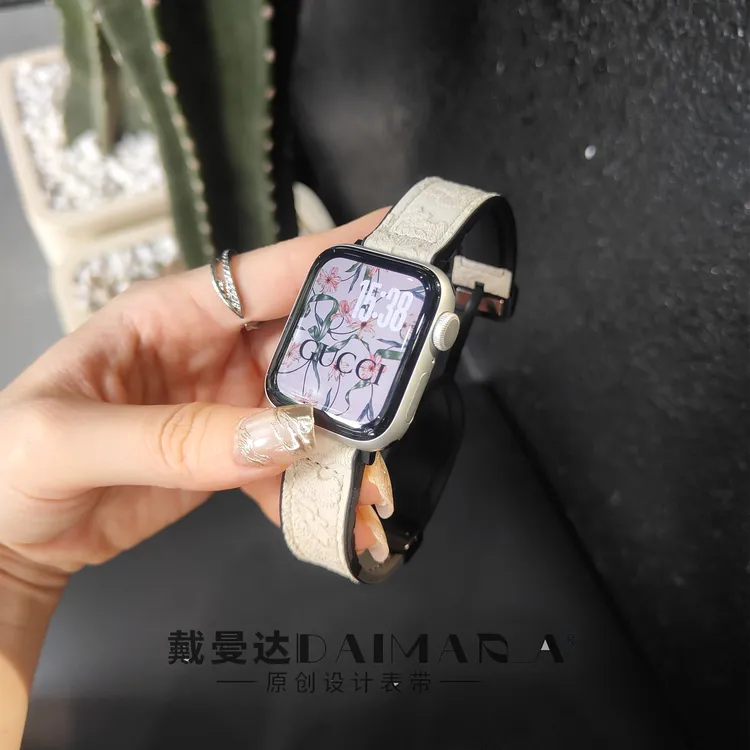 适用于iwatch全系列S10浮雕复古硅胶贴皮45mm中古风42mm