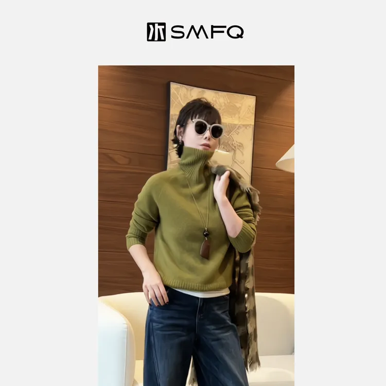 水木夫妻“云朵慕斯”100%纯羊毛软糯高领羊毛衫针织毛衣