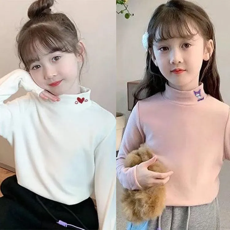 儿童半高领德绒打底衫长袖T恤秋冬季中大童女孩帅洋气保暖衣服潮