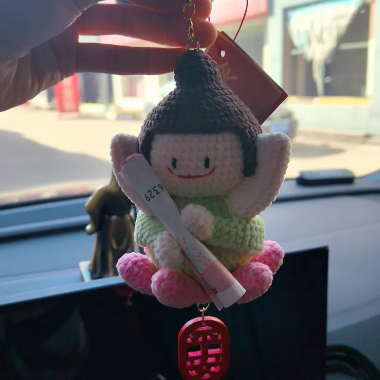 成品出钩织毛线山西文化车载佛小伴车挂礼物小佛陀钩织成品