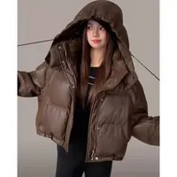 宽松皮泡芙云朵简约保暖连帽新款加厚保暖面包服6010[ZLYG]