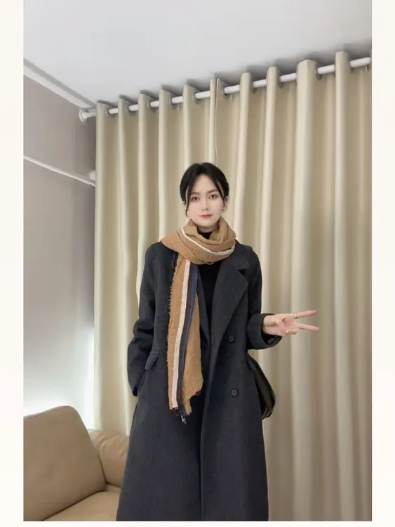 「松本可可」秋季韩版宽松·通勤气质羊毛呢大衣女中长款加厚保暖966