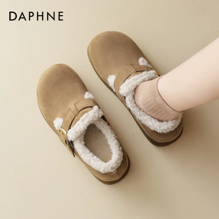 达芙妮勃肯鞋女款2025新款冬季厚底内增高加绒雪地靴保暖毛毛棉鞋