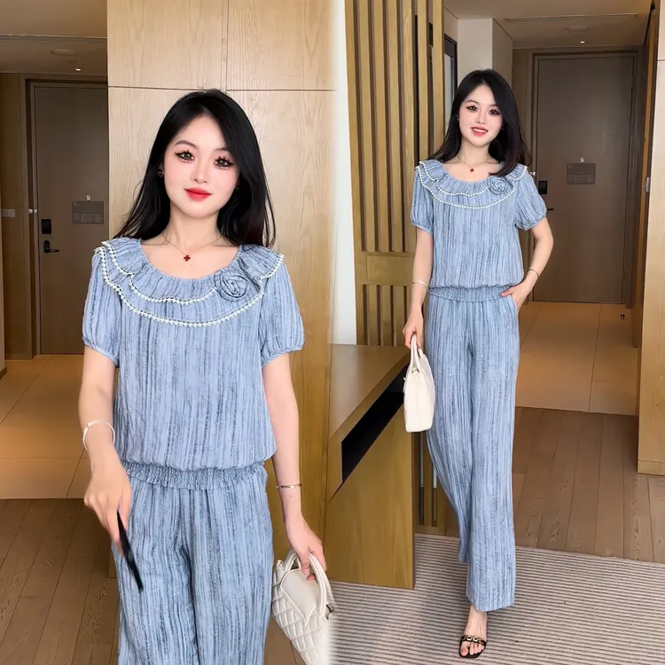 【婉星儿品牌】短袖气质洋气时尚休闲夏季宽松套装显瘦薄款韩版