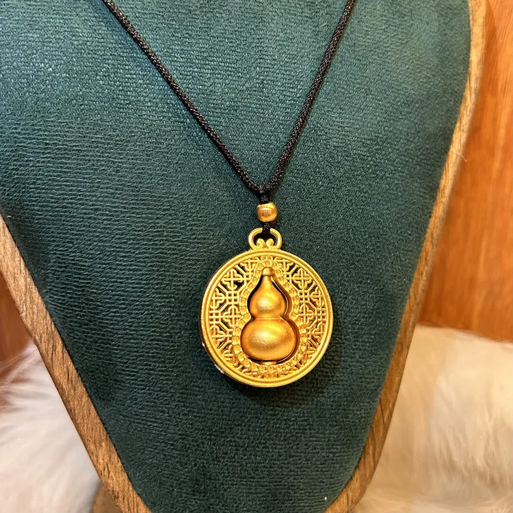 古法黑绳葫芦吊坠项链可旋转葫芦百搭款