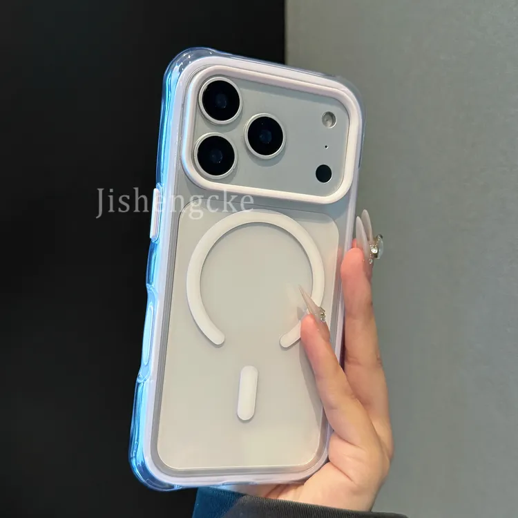 【高品质】果冻透明磁吸四角防摔适用iPhone17promax手机壳自带ai键