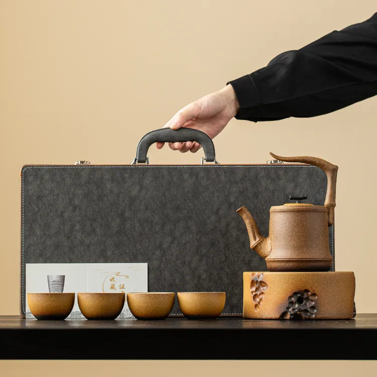 粗陶功夫茶具套装一壶四杯家用室内电陶炉围炉煮茶壶电炉2025新款