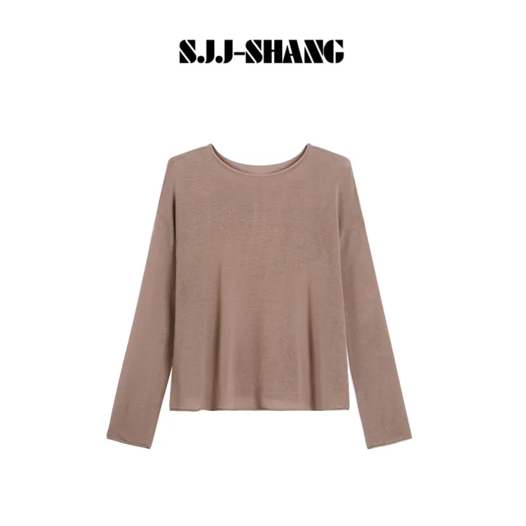 SJJ-SHANG【麻棕】25早秋新品莱赛尔+亚麻时尚针织上衣q135195p