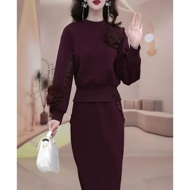 2025秋季新款设计感套装裙子女气质时尚显瘦长袖上衣半身裙两件套