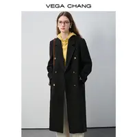 【返现10%】9/22上新【黑呢飒韵】黑色双排扣长款大衣高级感毛呢外套