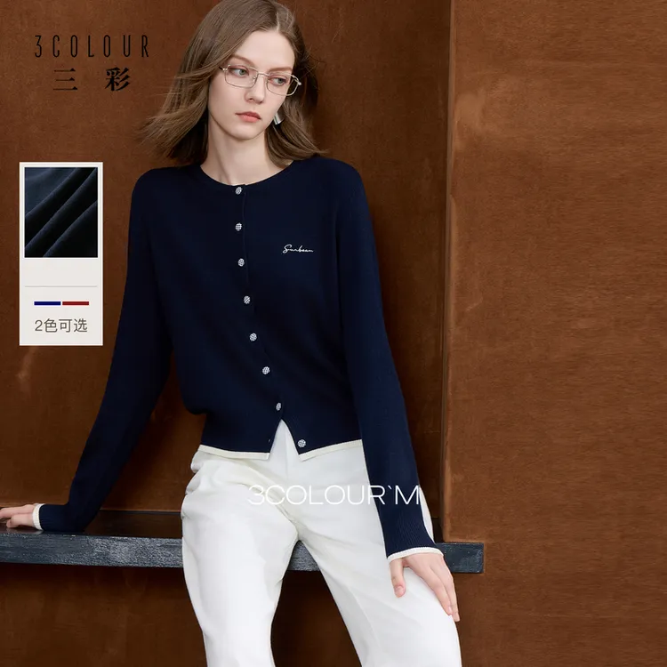 【小北专属】2437三彩2025秋季新款字母刺绣针织衫圆领毛衫开dbx