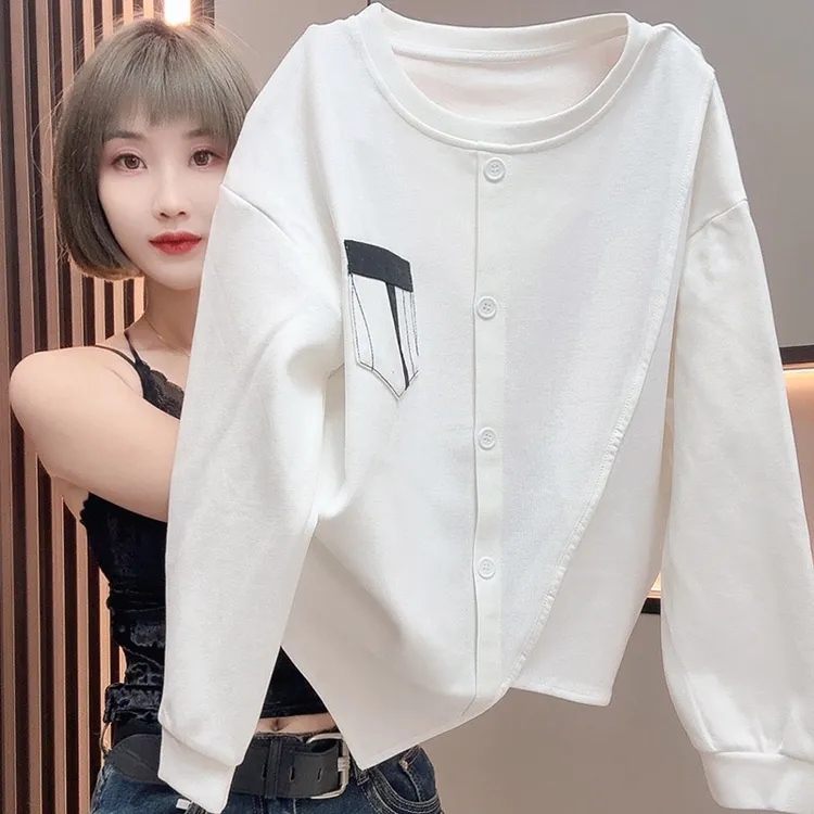 秋装2025新款美式炸街高级感女装不规则别致小众上衣洋气百搭长袖