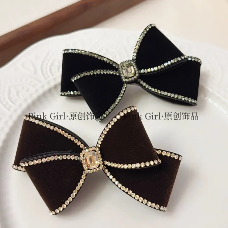 Pink Girl  T352法式复古小香风弹簧夹8cm优雅气质发夹发饰