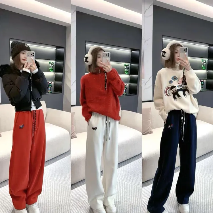 熙薇【冬日来信】2025冬季新款设计师小马加绒休闲卫裤H6673