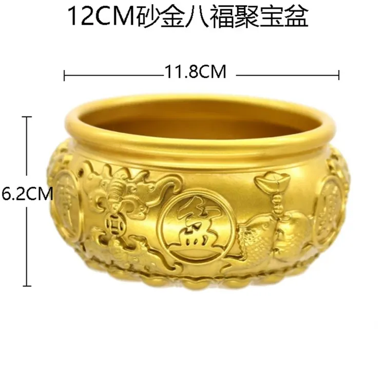 精品黄铜八福双鱼聚宝盆居家店创意铺装饰摆件