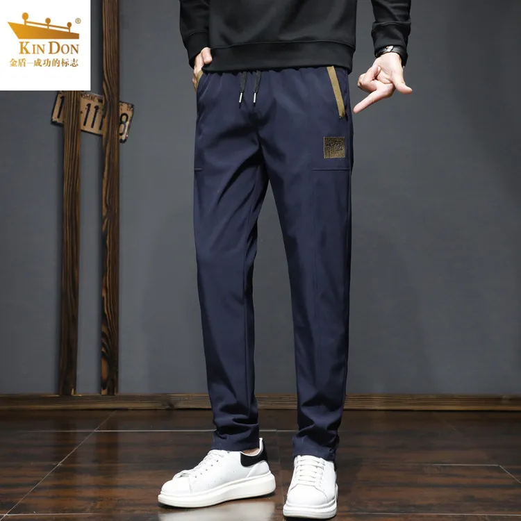 金盾修身男裤爆款裤子男2025春季新款宽松直筒韩版休闲运动长裤子