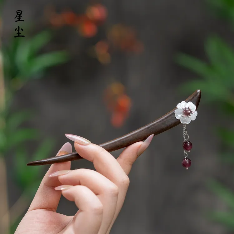 【清库存】深海白蝶贝正宗大叶紫檀发簪日常佩戴双面发簪精致百搭