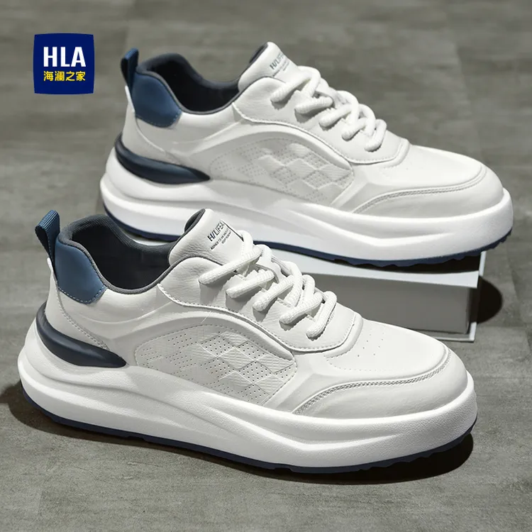 HLA海澜之家男鞋新款春季时尚增高百搭休闲板鞋男士厚底小白潮鞋
