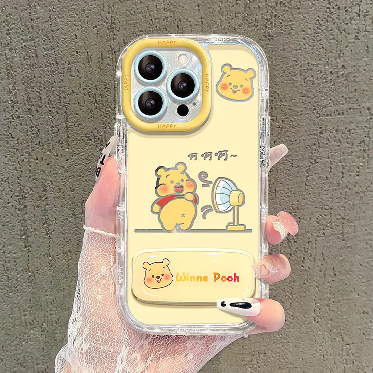 维尼熊镜子支架适用16手机壳15promax可爱镜面14情侣13卡通12